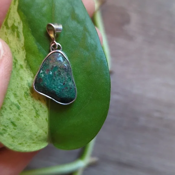 Chrysocolla and Sterling Silver Pendant - Picture 3 of 3